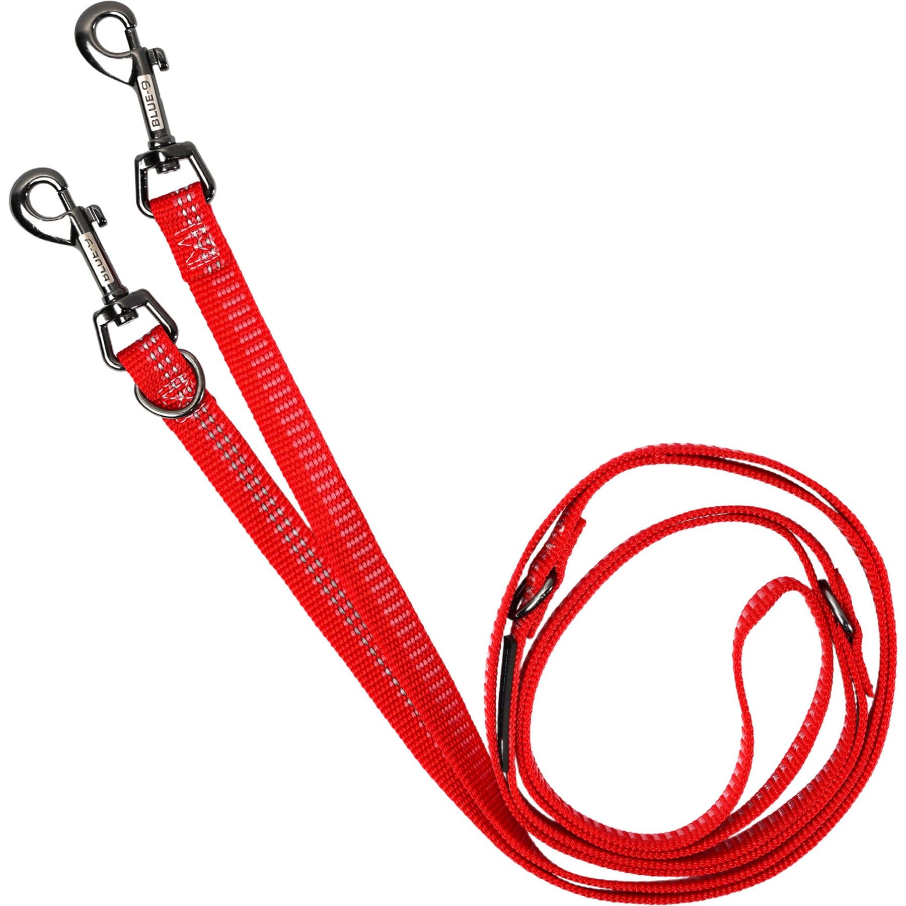 Blue-9 Pet Products Reflective Multi-Function Double Attachment Hands-Free Dog Leash, Red Ember, Small/Medium: 6-ft long, 5/8-in wide