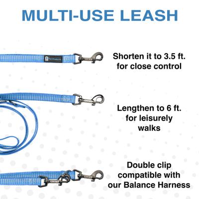 Show full view: Blue-9 Pet Products Reflective Multi-Function Double Attachment Hands-Free Dog Leash, Blue Ice, Medium/Large: 6-ft long, 1-in wide slide 5 of 9