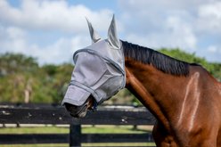 Rambo Horse Fly Mask, Silver with Titanium Grey & Silver, Horse