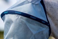 Rambo Horse Fly Mask, Azure Blue with Navy & Electric Blue, Pony slide 2 of 3