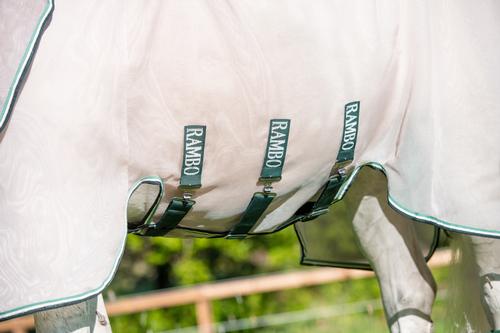 Show full view: Rambo Flybuster Vamoose with No Fly Zone Horse Fly Sheet, Oatmeal with Sage, Beige & Green, 84-in slide 3 of 5