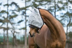 Amigo Horse Fly Mask, Silver & Dark Grey, Horse