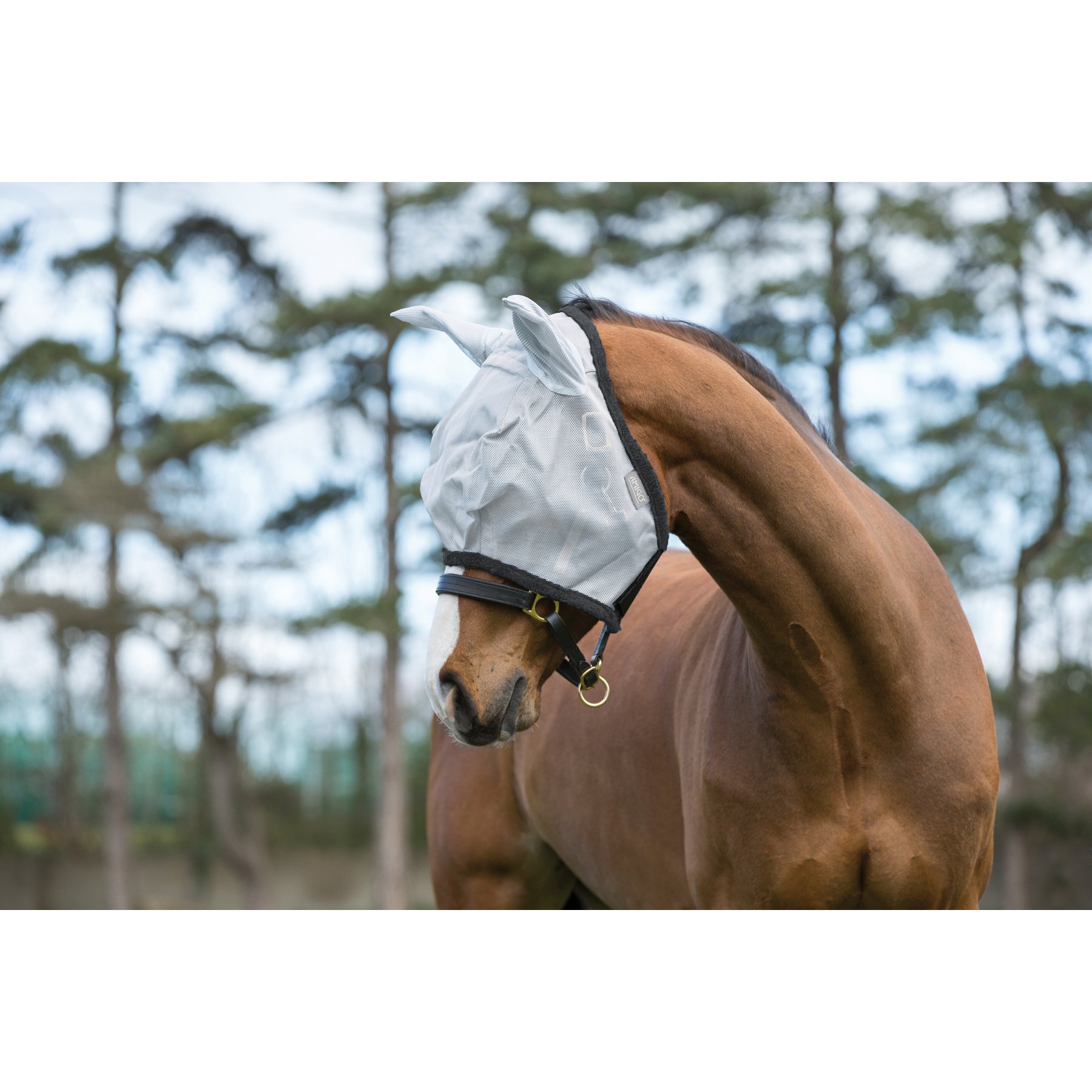 Horseware Amigo Horse Fly Mask, Silver & Dark Grey, Cob