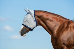Amigo Horse Fly Mask, Silver & Navy, Horse