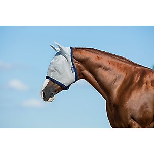 Amigo Horse Fly Mask, Silver & Navy, Horse