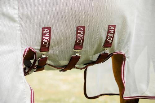 Show full view: Amigo Bug Buster Vamoose with No Fly Zone Horse Fly Sheet, Silver with Burgundy & White, 81-in slide 3 of 4