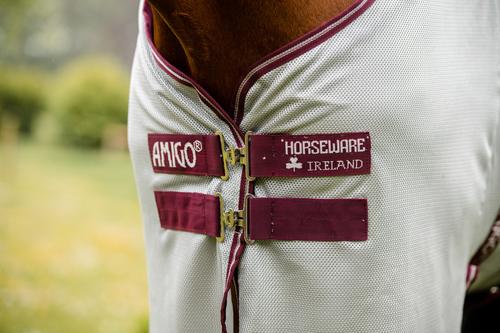 Show full view: Amigo Bug Buster Vamoose with No Fly Zone Horse Fly Sheet, Silver with Burgundy & White, 81-in slide 4 of 4