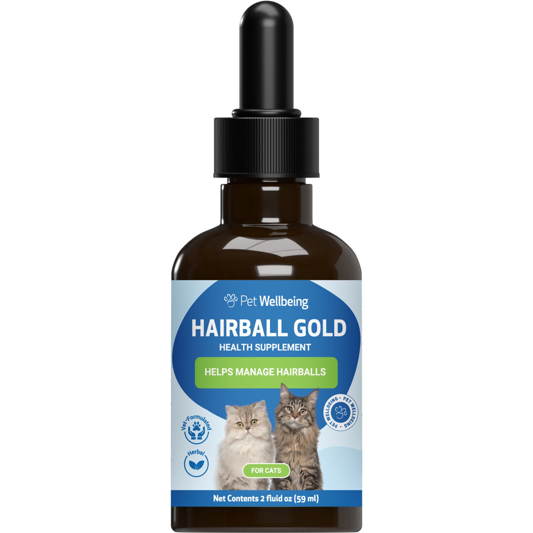 Pet Wellbeing Hairball GOLD Liquid Hairball Control Supplement for Cats, 2-oz bottle
