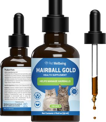 Show full view: Pet Wellbeing Hairball GOLD Liquid Hairball Control Supplement for Cats, 2-oz bottle slide 4 of 9