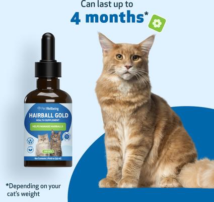 Show full view: Pet Wellbeing Hairball GOLD Liquid Hairball Control Supplement for Cats, 2-oz bottle slide 6 of 9