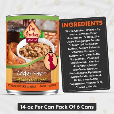 Show full view: Scoochie Pet Chef Scoochies Recipe Real Chicken in Savory Gravy Wet Dog Food, 14-oz can, case of 6 slide 7 of 8