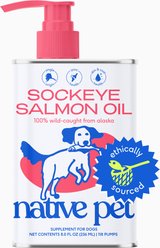 Native Pet Sockeye Salmon Flavored Oil Skin & Coat Health Liquid Supplement for Dogs & Cats, 8-fl oz