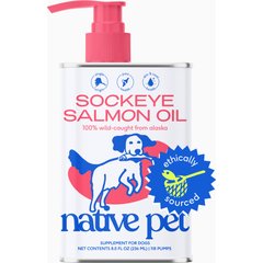 Native Pet Sockeye Salmon Flavored Oil Skin & Coat Health Liquid Supplement for Dogs & Cats, 8-fl oz