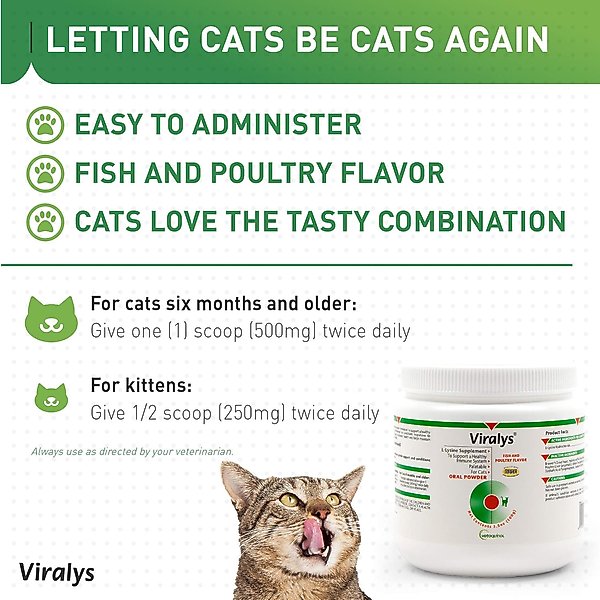 Show full view: Vetoquinol Viralys Powder Immune Supplement for Cats, 3.5-oz slide 4 of 10
