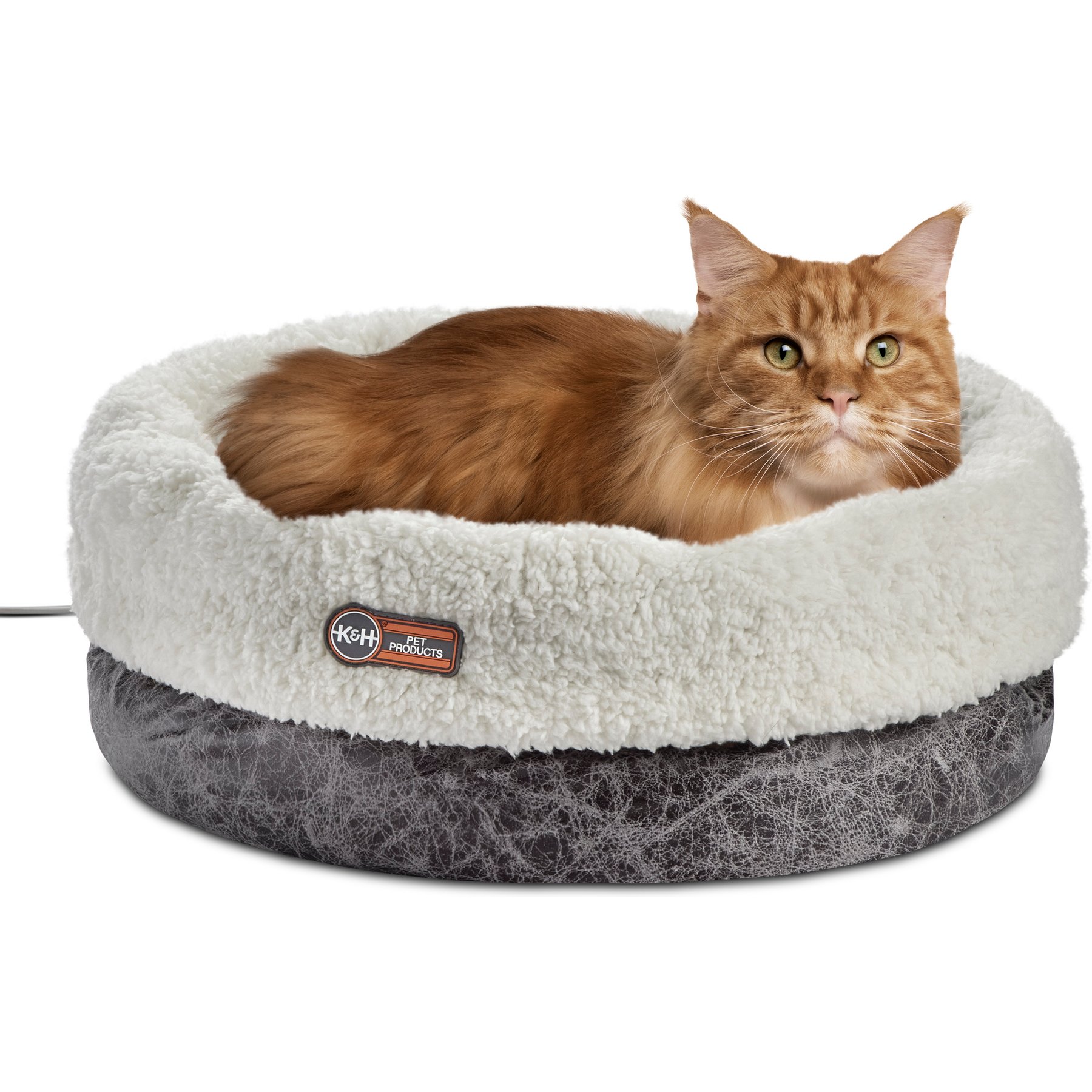 K&H Pet Products Thermo-Snuggle Cup Bomber Heated Dog & Cat Bed, Gray