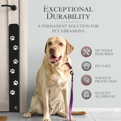 Show full view: Deck the Door Decor Paw Print Engraved Dog & Cat Door Scratch Protection Plate, Satin Black, 6 x 30-in slide 3 of 8