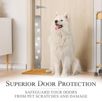 Show full view: Deck the Door Decor Paw Print Engraved Dog & Cat Door Scratch Protection Plate, Satin Black, 6 x 30-in slide 4 of 8