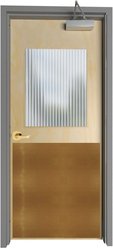 Deck the Door Decor Large Breed Dog Door Scratch Protection Plate, Shiny Brass, Residential Entry Door 30 x 34-in