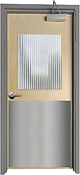 Deck the Door Decor Large Breed Dog Door Scratch Protection Plate, Satin Nickel, Residential Entry Door 30 x 34-in