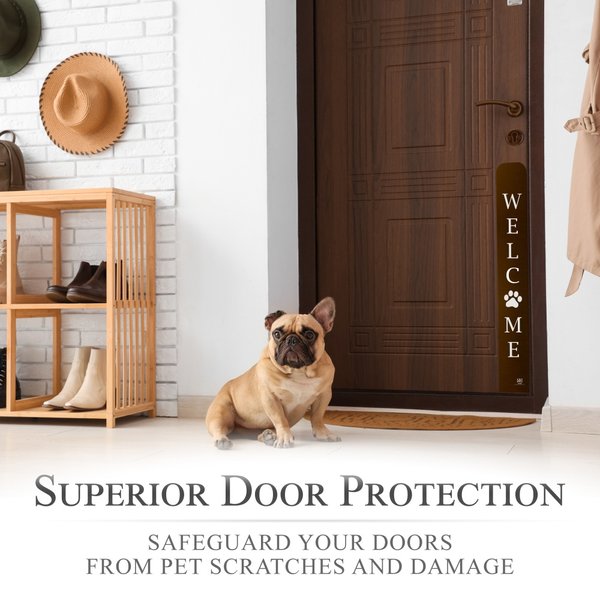 Deck the Door Decor Welcome Paw Print Engraved Dog & Cat Door Scratch Protection Plate