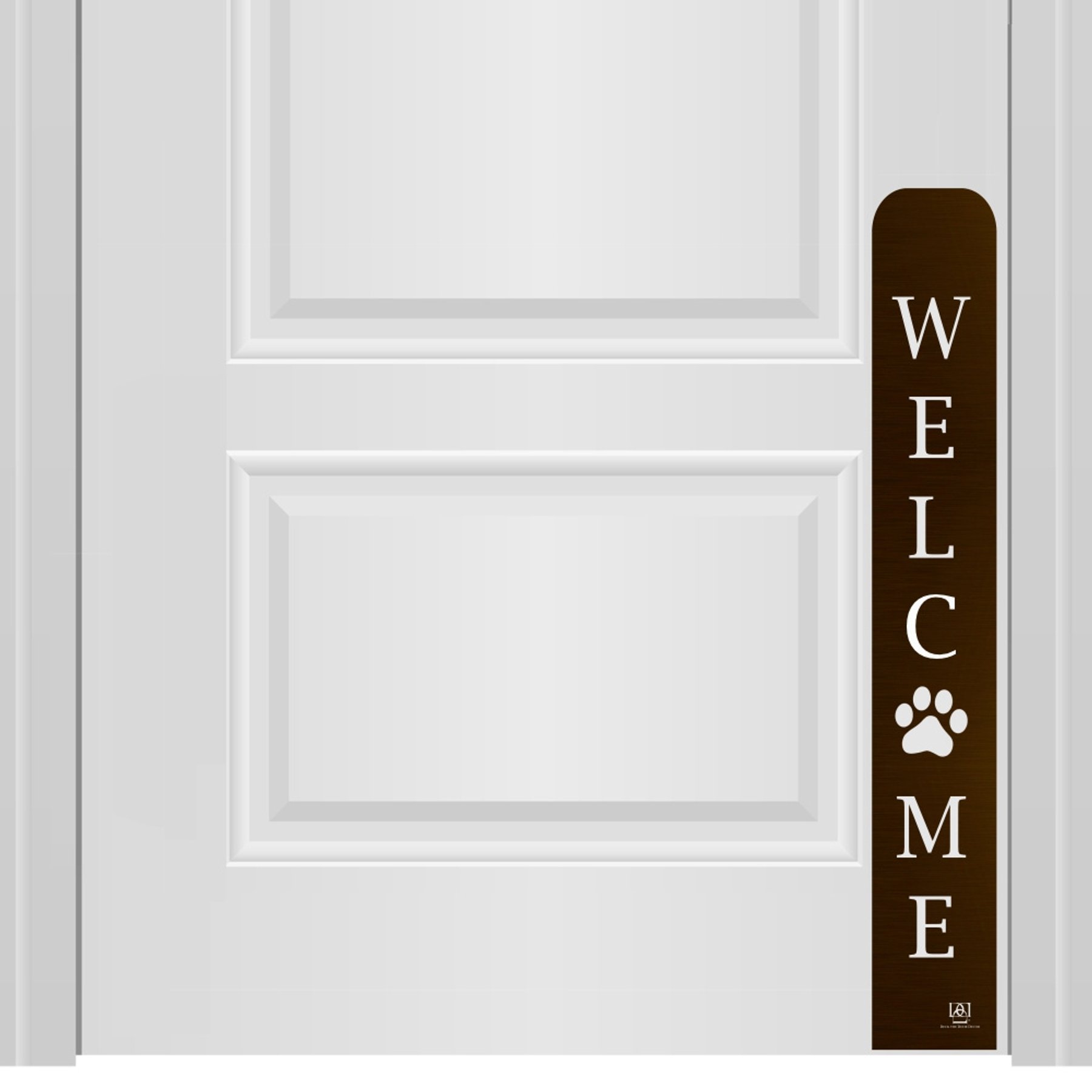 Deck the Door Decor Welcome Paw Print Engraved Dog & Cat Door Scratch Protection Plate, Oil Rubbed Bronze, 4 x 30-in