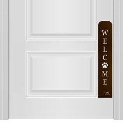 Deck the Door Decor Welcome Paw Print Engraved Dog & Cat Door Scratch Protection Plate, Oil Rubbed Bronze, 6 x 22-in