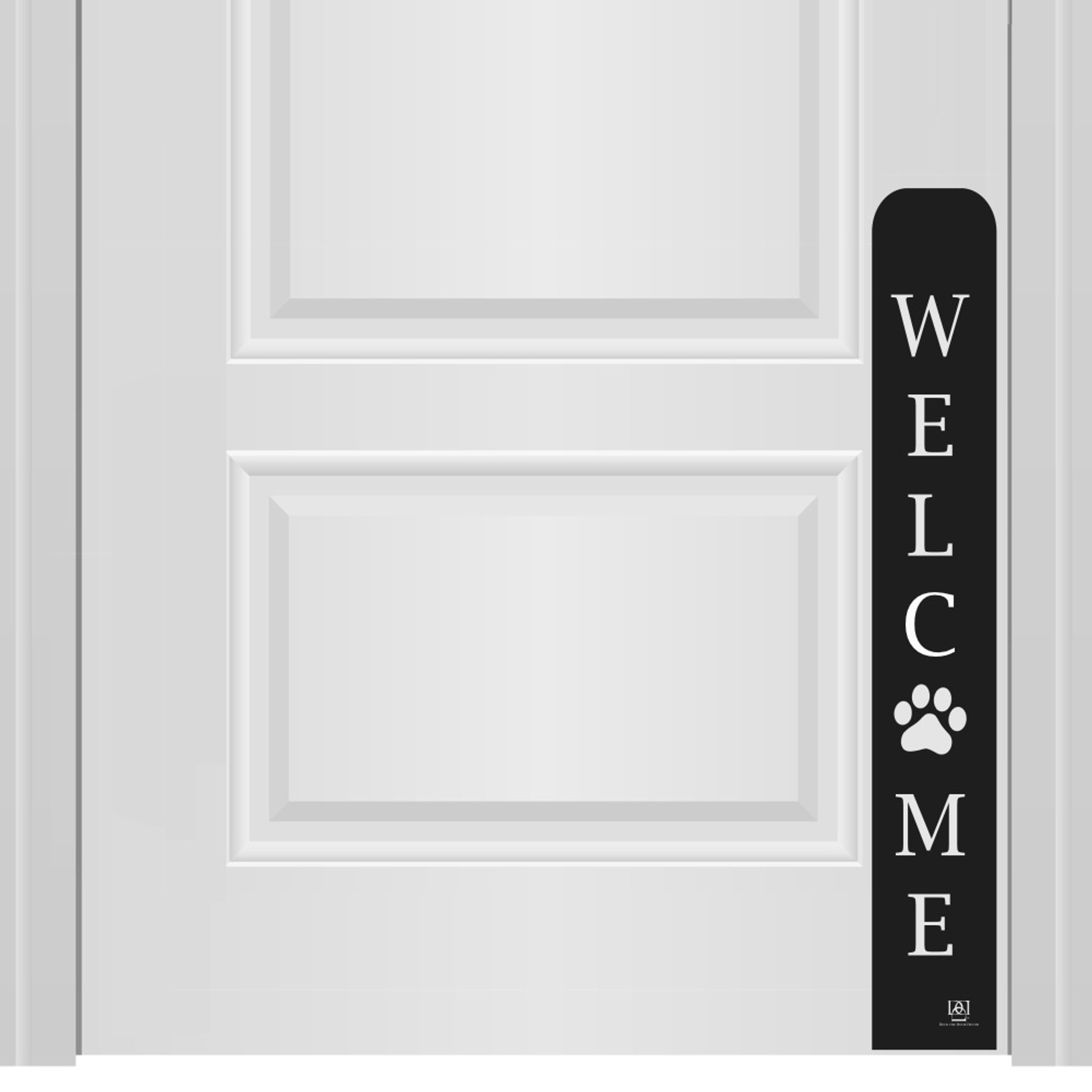 Deck the Door Decor Welcome Paw Print Engraved Dog & Cat Door Scratch Protection Plate, Satin Black, 6 x 30-in