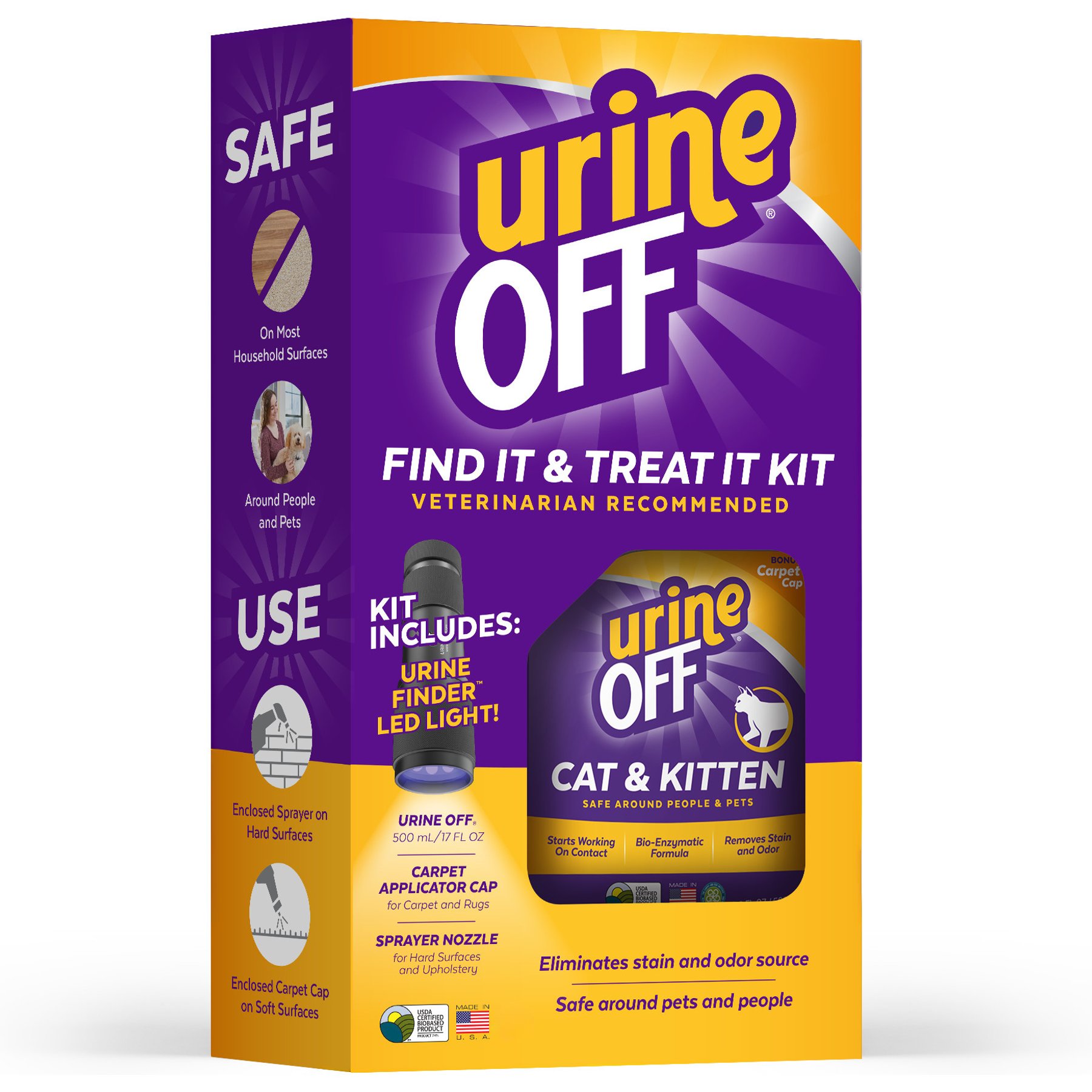 Urine Off Find It & Treat It Kit Stain & Odor Remover & Hi-Power LED Urine Finder, Kitten