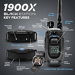 Dogtra 1900X Black Edition Waterproof Vibration & Tone Remote Dog Training Collar, 13 to 20-in neck, Matte Black slide 2 of 9
