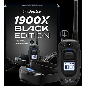Dogtra 1900X Black Edition Waterproof Vibration & Tone Remote Dog Training Collar, 13 to 20-in neck, Matte Black