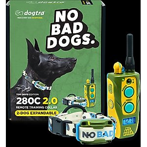 Dogtra Tom Davis Edition 280C 2.0 1/2 Mile Waterproof Vibration & Tone Remote Dog Training Collar, one-size, Green/Yellow