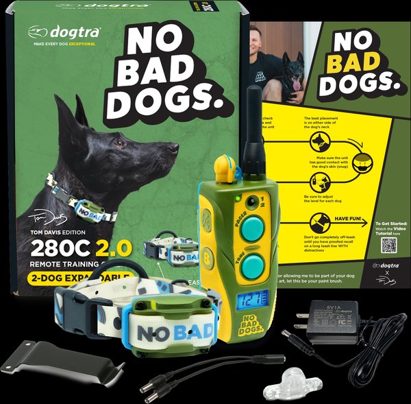 Show full view: Dogtra Tom Davis Edition 280C 2.0 1/2 Mile Waterproof Vibration & Tone Remote Dog Training Collar, one-size, Green/Yellow slide 2 of 9