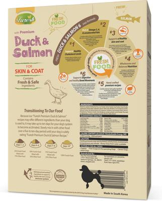 Show full view: Alpha Dog Series FURESH Skin & Coat Limited Ingredient Duck & Salmon Recipe Dry Dog Food, 2.6-lb box slide 3 of 10