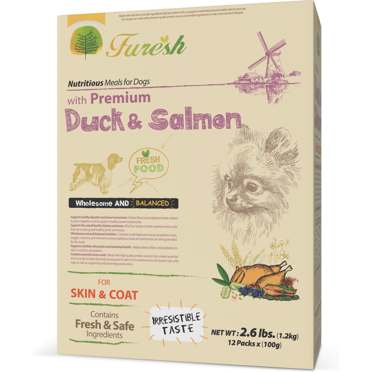 Alpha Dog Series FURESH Skin & Coat Limited Ingredient Duck & Salmon Recipe Dry Dog Food, 2.6-lb box