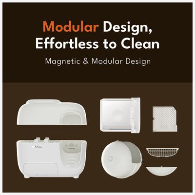 Show full view: PetSnowy Automatic Odor-Free Self-Cleaning Cat Litter Box, Cream slide 5 of 8