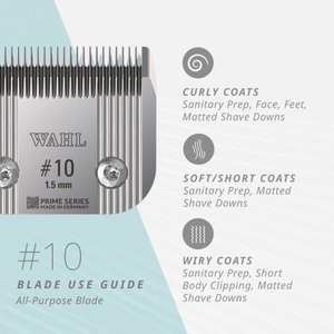 Wahl #10 Prime Series Pet Grooming Blade Set, Chrome