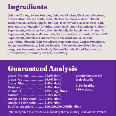 Show full view: Halo Holistic Complete Digestive Health Grain-Free Turkey & Sweet Potato Dog Food Recipe Adult Dry Dog Food, 21-lb bag slide 10 of 13