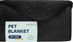 Katziela Fur Comfort Premium Dog & Cat Throw Blanket, Black Solid, XX-Large: 80 x 90-in