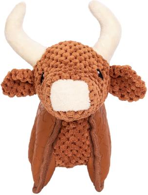 Show full view: Wrangler Textured Latex Stuffed Cow Dog Chew Toy, Brown slide 4 of 7