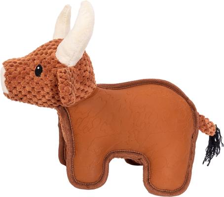 Show full view: Wrangler Textured Latex Stuffed Cow Dog Chew Toy, Brown slide 3 of 7