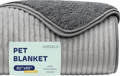Katziela Fur Comfort Premium Dog & Cat Throw Blanket, Gray Striped, XX-Large: 80 x 90-in