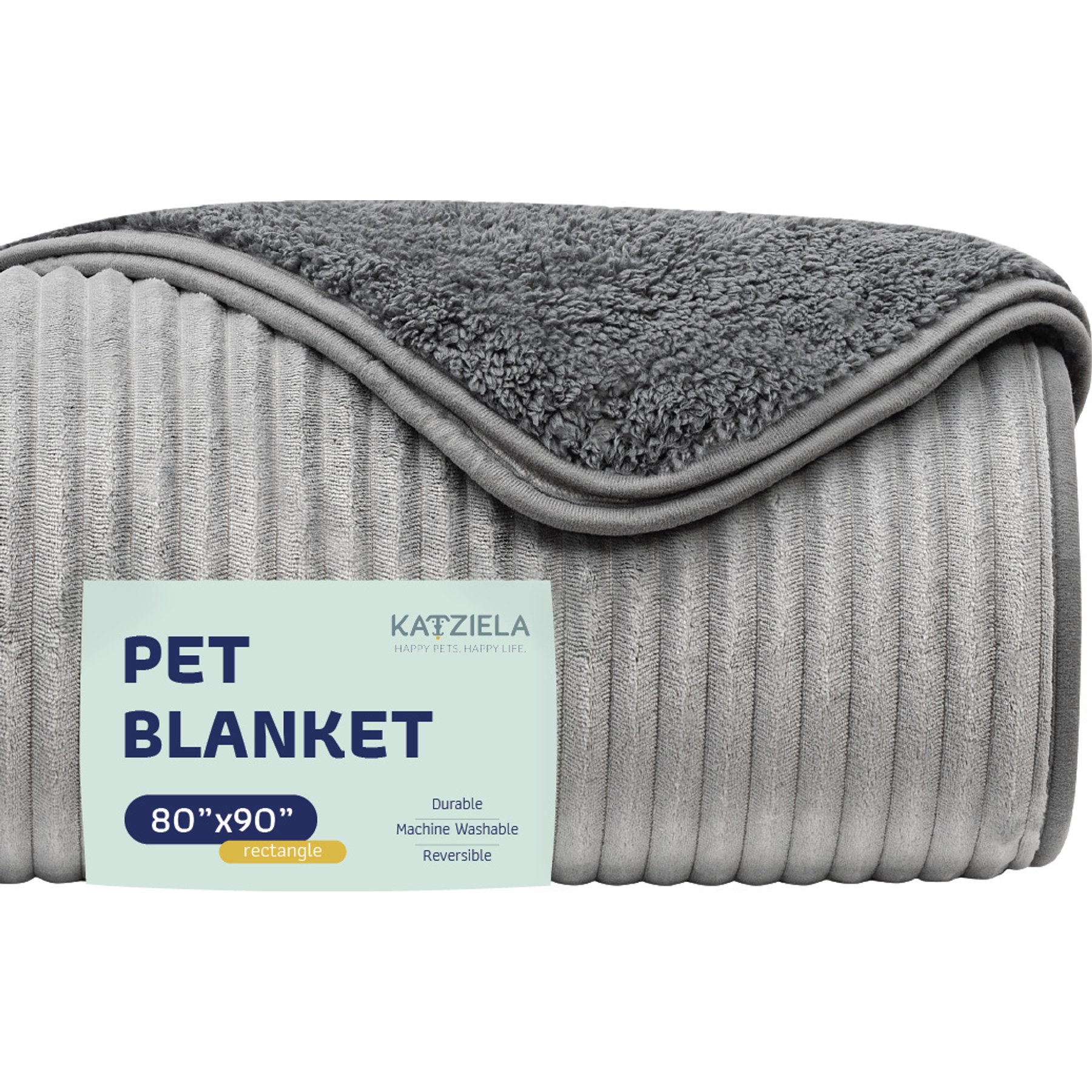 Katziela Fur Comfort Premium Dog & Cat Throw Blanket, Gray Striped, XX-Large: 80 x 90-in