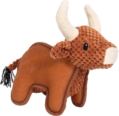 Show full view: Wrangler Textured Latex Stuffed Cow Dog Chew Toy, Brown slide 5 of 7