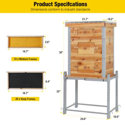 Show full view: Aivituvin Large Wooden Bee Hive, Brown, 24.6-L slide 9 of 10