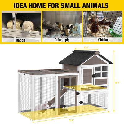 Show full view: Aivituvin 2 Story Big Bunny Cage with No Leak Tray, Brown, 51.6-L slide 5 of 5