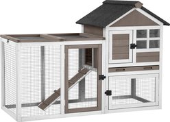 Aivituvin 2 Story Big Bunny Cage with No Leak Tray, Brown, 51.6-L