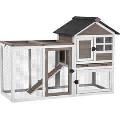 Aivituvin 2 Story Big Bunny Cage with No Leak Tray, Brown, 51.6-L