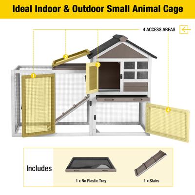 Show full view: Aivituvin 2 Story Big Bunny Cage with No Leak Tray, Brown, 51.6-L slide 2 of 5