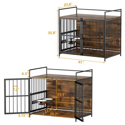 Show full view: LovMor Furniture-Style Dog Crate, Brown, 41-in slide 2 of 10
