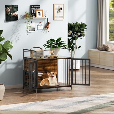 Show full view: LovMor Furniture-Style Dog Crate, Brown, 32-in slide 5 of 10